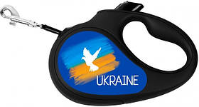 Повідець-рулетка Waudog R - leash з принтом прапор (L до 50кг, 5м)