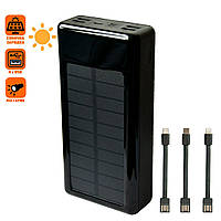 Повербанк на солнечной батарее Solar Power Bank UKC 20000mAh Черный, павер банк MicroUSB/Lightning/Type-C (NS)