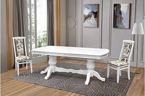 Великий обідній розкладний стіл в вітальню з масиву дерева Цезар Мікс меблі, колір білий, фото 2