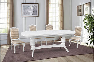 Великий обідній стіл для кухні і вітальні в класичному стилі Гетьман Мікс меблі, колір білий, фото 2