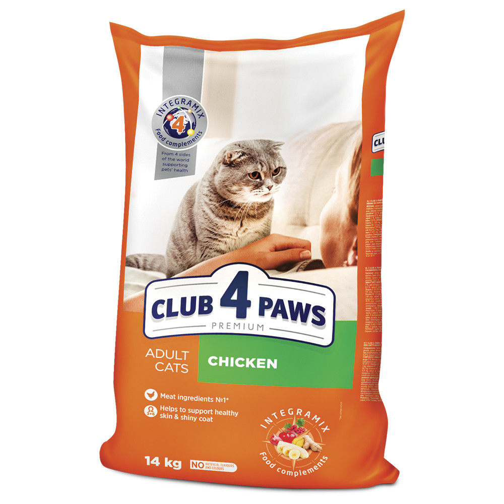 Сухий корм Клуб 4 лапи Premium з куркою для дорослих кішок 14 кг