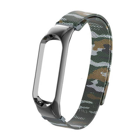 Браслет для Xiaomi Mi Band 3 / 4 METAL MAGNETIC Green Camouflage, фото 1