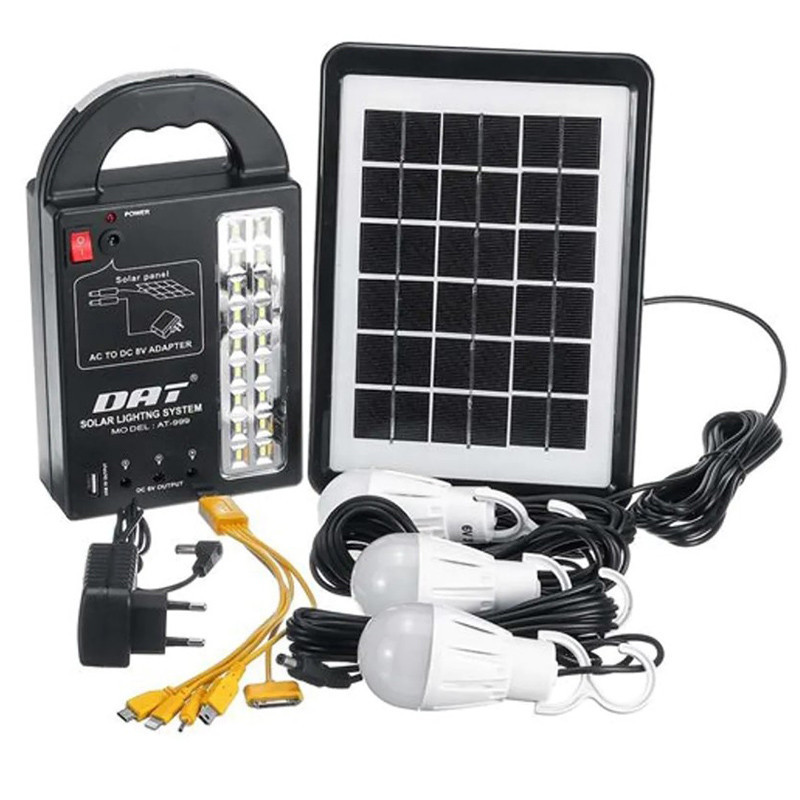 Портативна сонячна станція, кемпінговий ліхтар DAT AT-999, power bank, solar