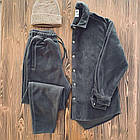 Чоловічий зимовий костюм флісовий сорочка та штани сірий  ⁇  Комплект із сорочкою на флісі на зиму, фото 4