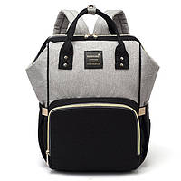 Жіноча сумка-рюкзак для мам Machine Bird з термокарманами та кріпленням на коляску, 18л Чорно-сірий