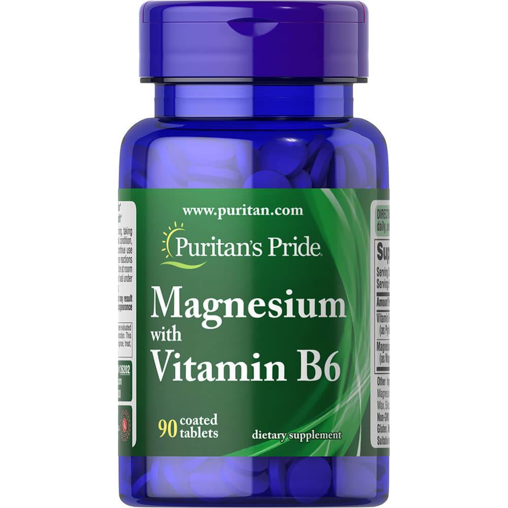 Комплекс Магній Вітамін Б-6 Puritans Pride Magnesium with Vitamin B-6 90 таб