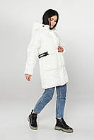 Зимняя белая куртка ниже бедра размер от 44 до 54