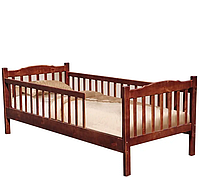 Детская кровать Юниор с одним бортом массив дерева сосна цвет Орех темный 90*200 см (Микс-Мебель ТМ) з двома бортами, Горіх темний