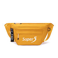 Огромная городская сумка на пояс или через плечо (бананка) Super 5 FYB00018, 5л Желтый