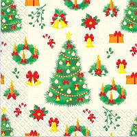 Салфетки бумажные трехслойные с новогодним рисунком Марго "Рождество" 18шт