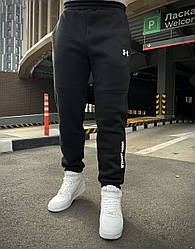 Зима теплі чоловічі спортивні штани Under Armour чорні з начосом Андер армор на флісі