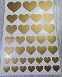 Набір наклейок - Золоті серця - 36 штук різного розміру (оракал), фото 5