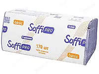 Полотенца бумажные SoffiPro Basic V-сложения, фиолетовые, однослойные, 250 шт