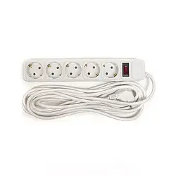 Мережевий фільтр PowerPlant JY-1056/5 White 220V, 5 м, 5 розеток