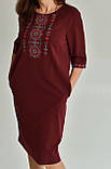Бордова сукня з сірою вишивкою "Геометрія", арт. 4583, фото 2