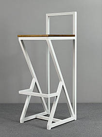 Барний стілець "№1"з дерева і металу в білому кольорі