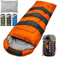 Спальный мешок для кемпинга HiHiker + дорожная подушка с компактным компрессионным мешком, 4-сезонный мешок