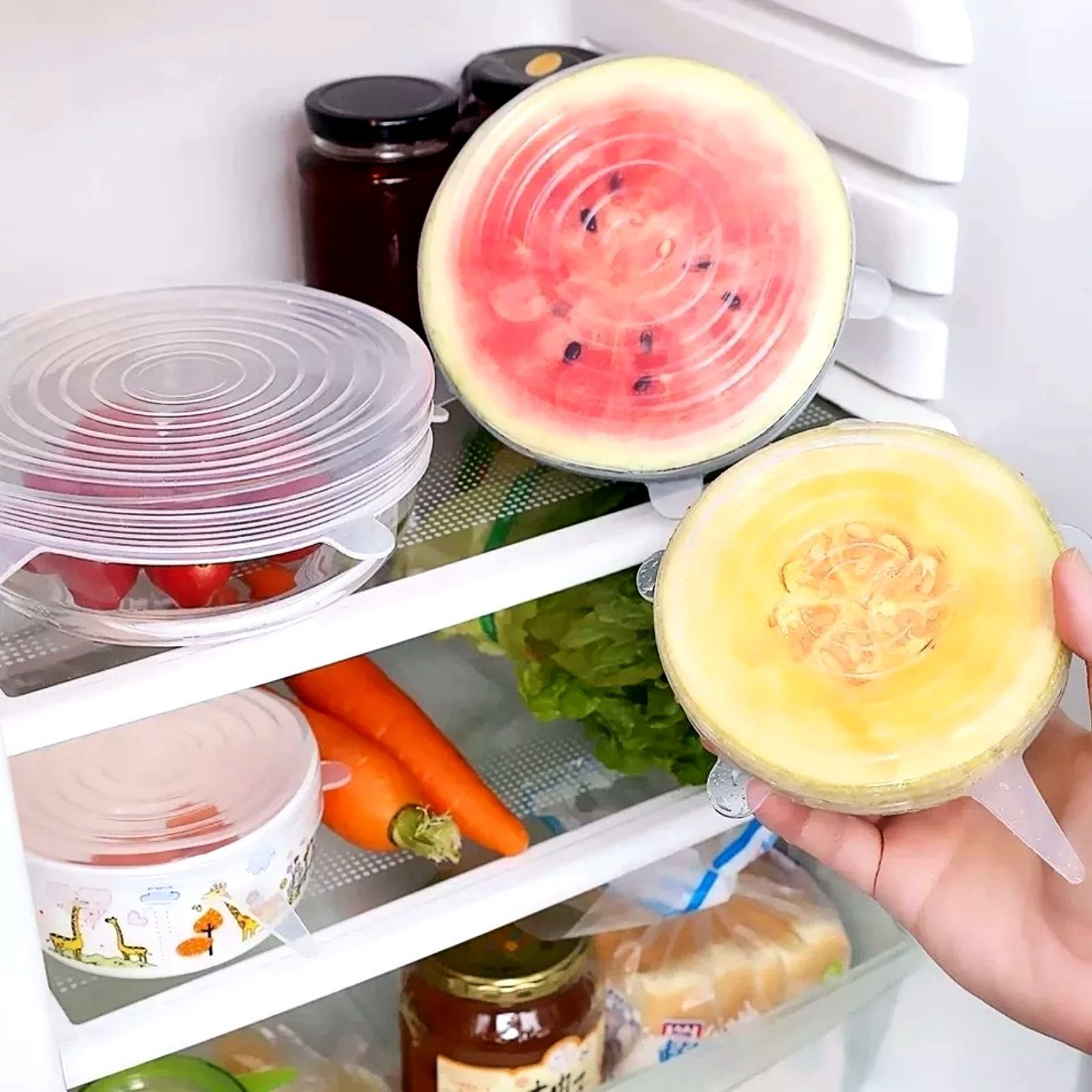 Силіконові універсальні кришки Silicon Cap 6 шт./Кришки для посуду, фото 1