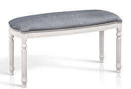 Банкетка в передпокій прямокутна з різьбленими ніжками Сицилія Мікс меблі, колір білий + патина срібло