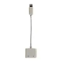 Переходник PowerPlant CA910427 Lightning (тато) - 3.5mm mini jack (мама) Lightning (мама) White