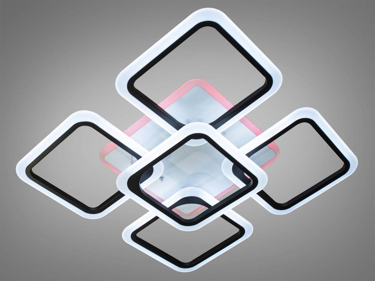 LED-люстра на кухню квадратами з пультом, колір чорний, 125 W на 17 м2 A8060-4+1BK-LS