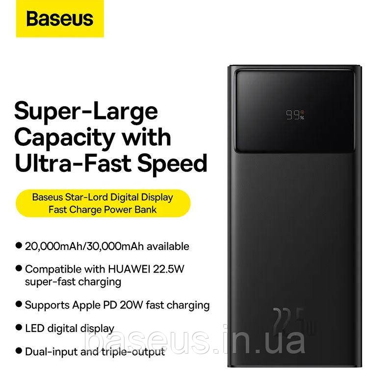 Зовнішній акумулятор Baseus Power Bank 20000mAh 22.5W Star-Lord швидка зарядка