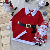 Дитячий новорічний костюм Снігурочка, плаття, пояс, ковпак