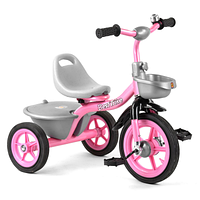 Детский трехколесный велосипед Best Trike BS-1142 с резиновыми колесами, звоночком и 2 корзинами, Розово-серый