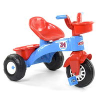 Детский трехколесный велосипед Pilsan 07-169 пластиковые колеса с прорезиненой накладкой, Красно-синий