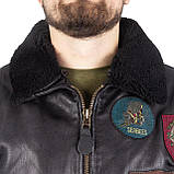 Куртка льотна шкіряна Sturm Mil-Tec Flight Jacket Top Gun Leather with Fur Collar Black L, фото 3
