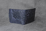 Шкіряний гаманець з тисненим орнаментом ручної роботи, фото 2
