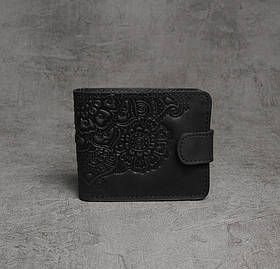 Шкіряний гаманець з тисненим орнаментом ручної роботи