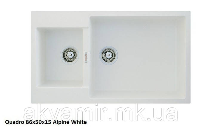 Мийка для кухні Fabiano Quadro 86x50x15 Alpine White (альпійський білий)