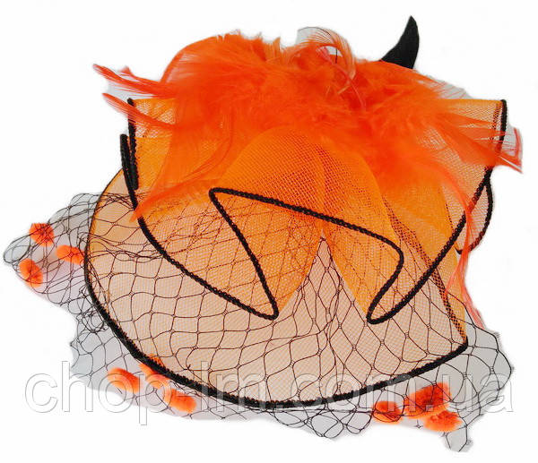 Вуалетка "Вечірка" жовтогаряча з вуаллю