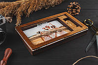 Деревянная коробочка для фотографий и флешка с гравировкой (Perfection Frame) Под фото 10х15 см, 16 Gb