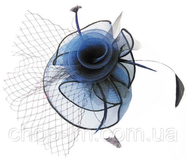 Вуалетка "Троянда" темно-синя