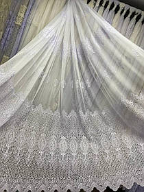 Тюль бамбук вишивка корд заввишки 2,8 м. біла