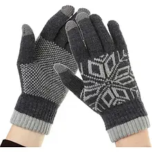 Рукавички для сенсорних екранів ArmorStandart Рукавиці для сенсорних екранів Touch Gloves Snowflake з орнаментом Light Grey