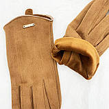 Рукавички жіночі сенсорні під замшу. Рукавички для телефона демісезонні (рожеві), фото 6