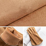 Рукавички жіночі сенсорні під замшу. Рукавички для телефона демісезонні (рожеві), фото 8