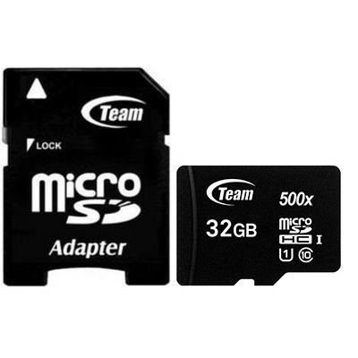 Картка пам'яті MicroSDHC 32 GB UHS-I Class 10 Team Black + SD-adapter (TUSDH32GCL10U03), фото 1
