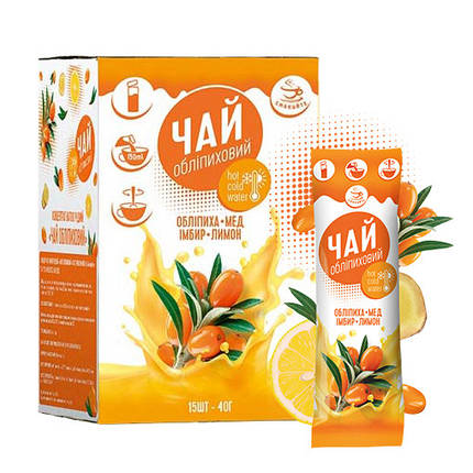 Концентрат чаю, фруктове пюре для чаю ТМ Смакуйте «Обліпиховий» 15 шт х 40 г / Концентрований чай, фото 1