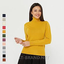 S/M (42-46). Гірчичний однотонний базовий жіночий гольф з високим коміром / стильні жіночі водолазки