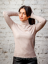 S/M (42-46). Стильні жіночі гольфи-водолазки / однотонний базовий гольф - бежевий, фото 2