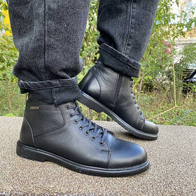 Зимові чоловічі шкіряні черевики чорного кольору, розмір 44