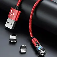 Дата-кабель USAMS Rotatable Magnetic US-SJ472 1m USB (тато) - Lightning (тато) Red