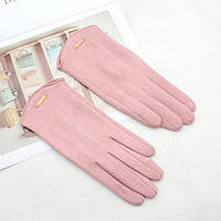 Перчатки женские сенсорные под замшу. Перчатки для телефона демисезонные (розовые)