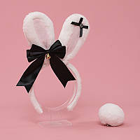 Ободок ушки кролика и хвост белый, набор, костюм нарядный кролик, аниме, косплей, Новый год