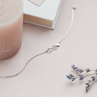 Браслет срібний Нескінченність з Сердечком на подвійному ланцюжку