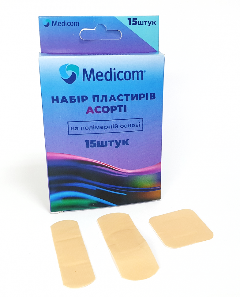 Набір пластирів на полімерній основі Medicom Асорті 15 шт